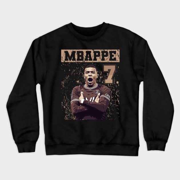 Mbappe 7 | Brown vintage Crewneck Sweatshirt by Aloenalone